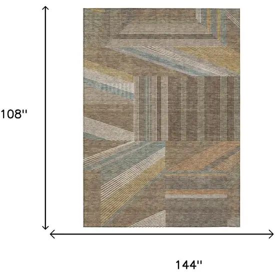 Brown And Gray Geometric Washable Indoor Outdoor Area Rug Photo 5