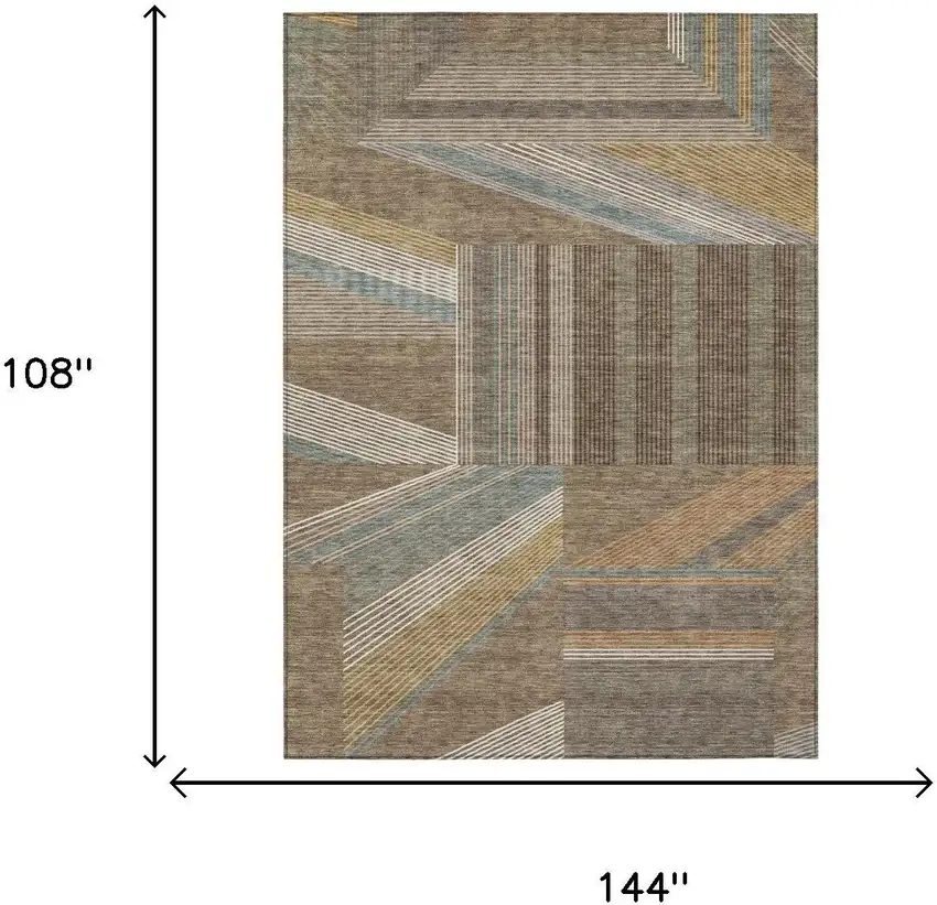 Brown And Gray Geometric Washable Indoor Outdoor Area Rug Photo 5