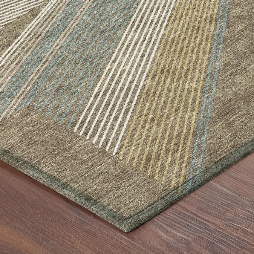 Brown And Gray Geometric Washable Indoor Outdoor Area Rug Photo 3