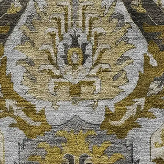 Brown And Gray Ikat Washable Area Rug With UV Protection Photo 3