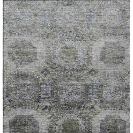 Brown And Gray Medallion Washable Indoor Outdoor Area Rug Photo 4