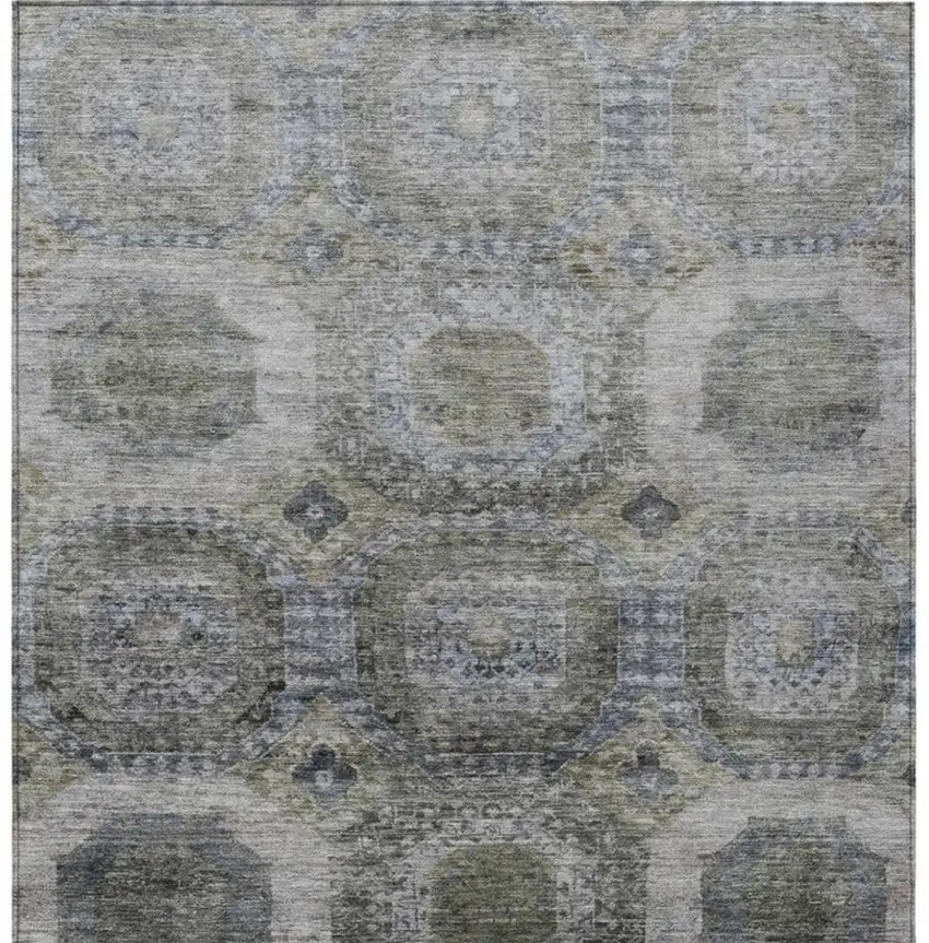 Brown And Gray Medallion Washable Indoor Outdoor Area Rug Photo 4
