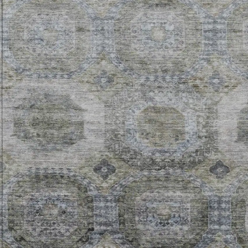 Brown And Gray Medallion Washable Indoor Outdoor Area Rug Photo 3