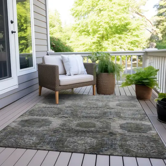 Brown And Gray Medallion Washable Indoor Outdoor Area Rug Photo 8