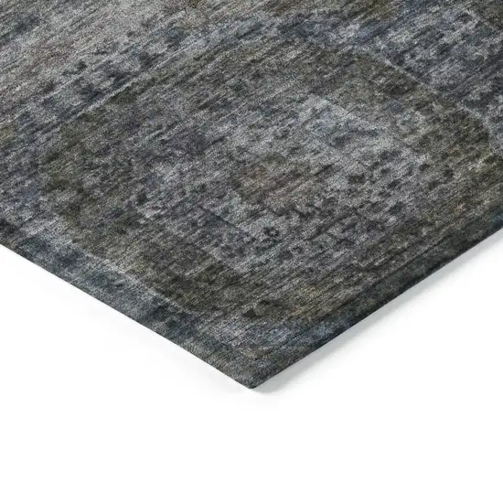 Brown And Gray Medallion Washable Indoor Outdoor Area Rug Photo 9