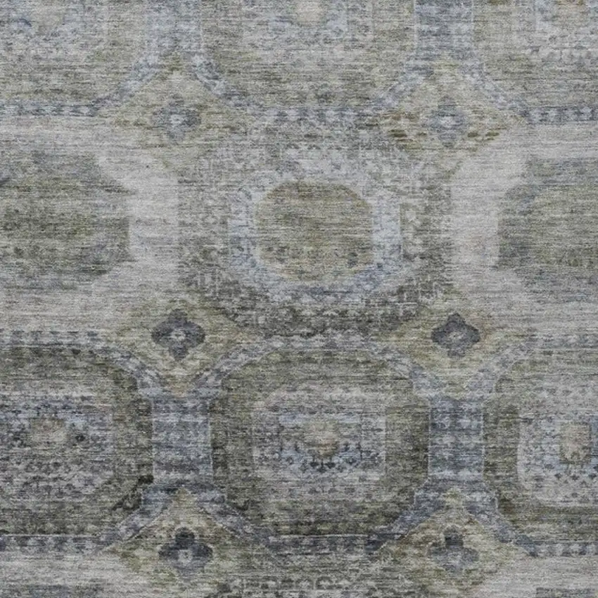 Brown And Gray Medallion Washable Indoor Outdoor Area Rug Photo 4