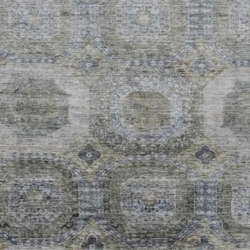 Brown And Gray Medallion Washable Indoor Outdoor Area Rug Photo 4