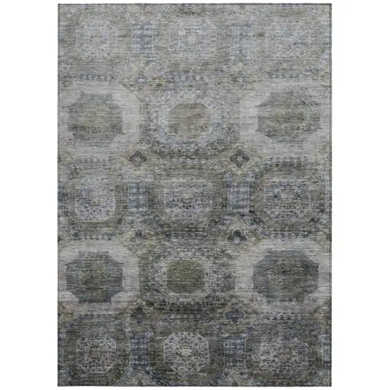 Brown And Gray Medallion Washable Indoor Outdoor Area Rug Photo 3