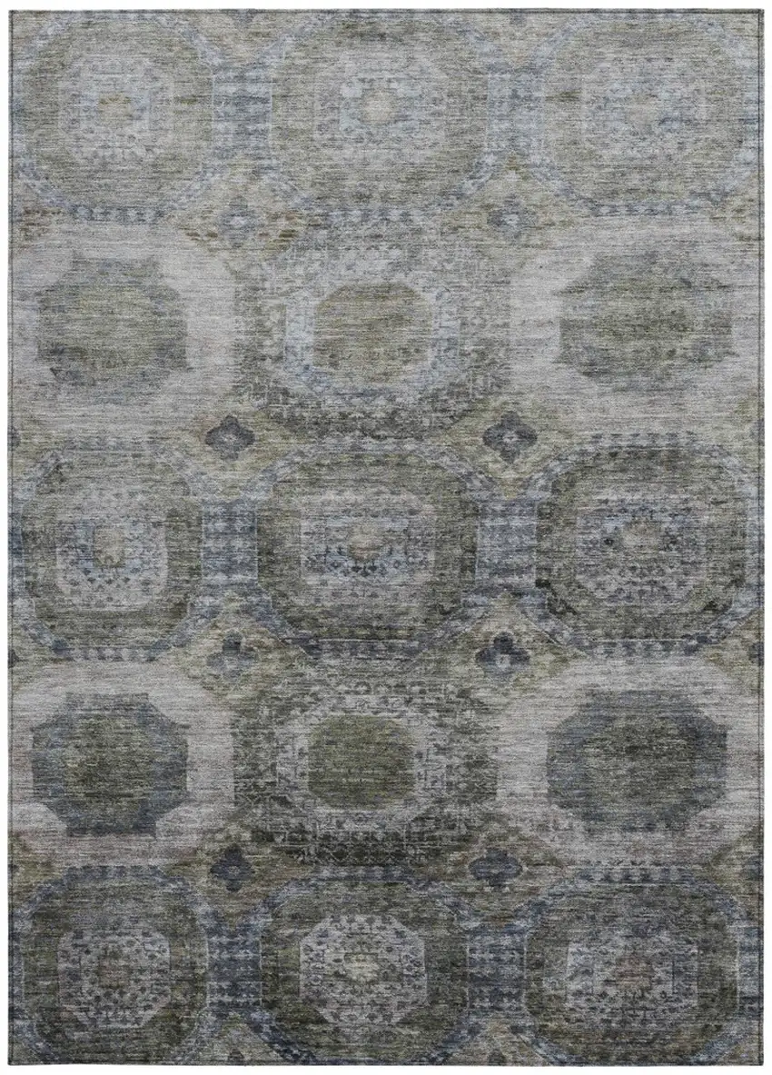 Brown And Gray Medallion Washable Indoor Outdoor Area Rug Photo 3