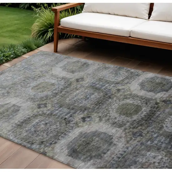 Brown And Gray Medallion Washable Indoor Outdoor Area Rug Photo 2