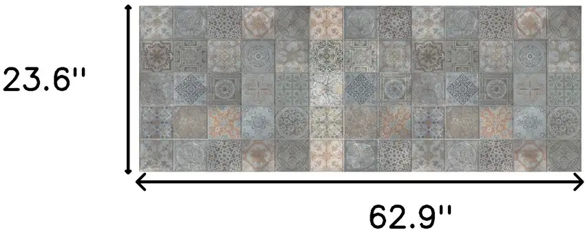 Brown And Gray Mosaic Tile Printed Vinyl Area Rug with UV Protection Photo 9