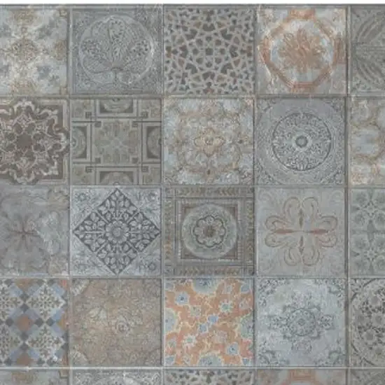 Brown And Gray Mosaic Tile Printed Vinyl Area Rug with UV Protection Photo 4