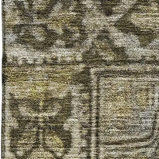 Brown And Gray Oriental Washable Area Rug With UV Protection Photo 2