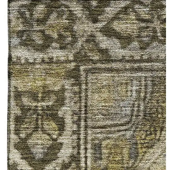 Brown And Gray Oriental Washable Area Rug With UV Protection Photo 3
