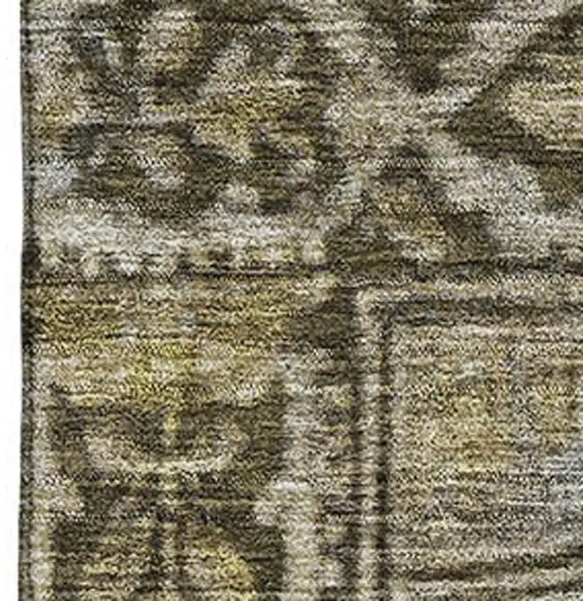 Brown And Gray Oriental Washable Area Rug With UV Protection Photo 2