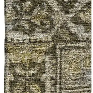 Photo of Brown And Gray Oriental Washable Area Rug With UV Protection