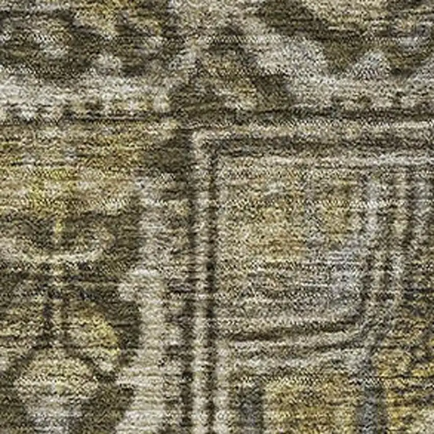 Brown And Gray Oriental Washable Area Rug With UV Protection Photo 2