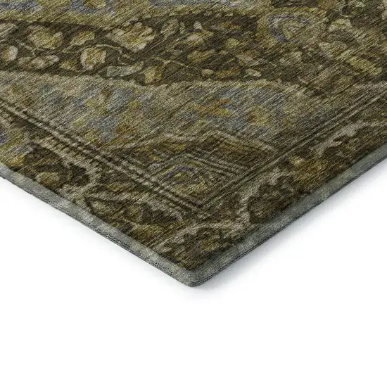 Brown And Gray Oriental Washable Area Rug With UV Protection Photo 7