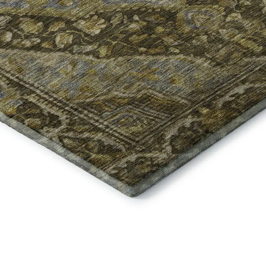 Brown And Gray Oriental Washable Area Rug With UV Protection Photo 7