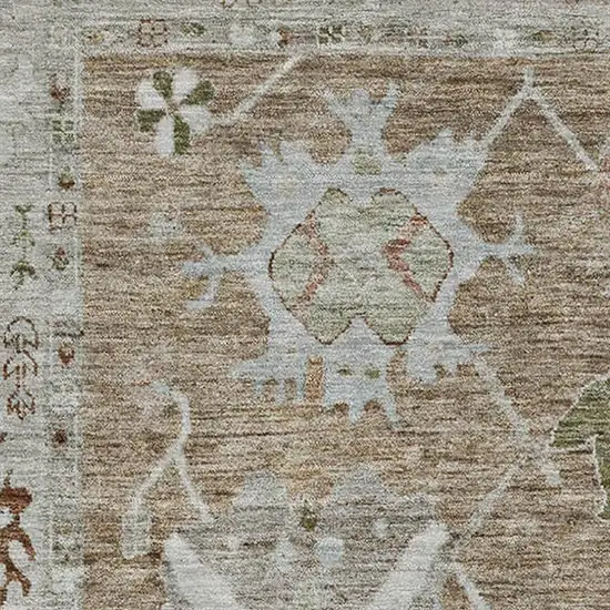 Brown And Gray Oriental Washable Area Rug With UV Protection Photo 3