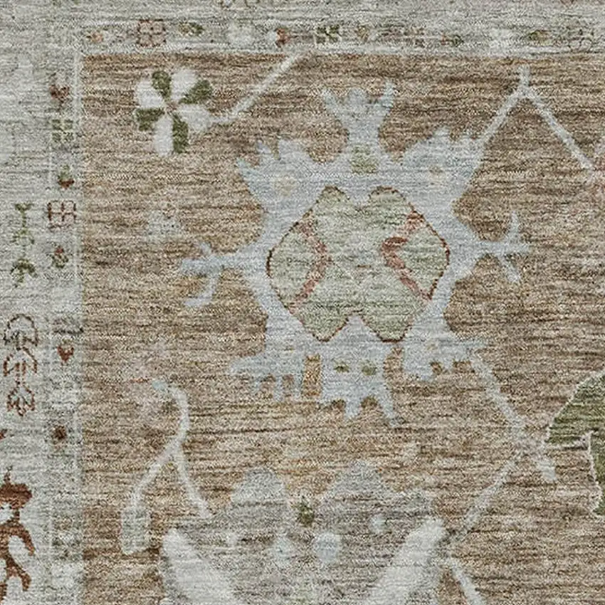 Brown And Gray Oriental Washable Area Rug With UV Protection Photo 3