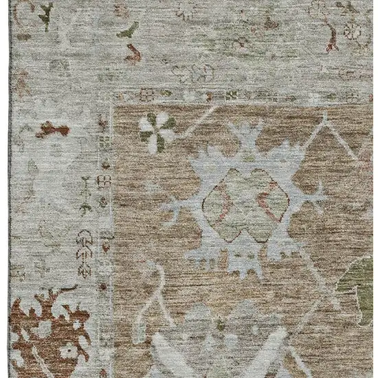 Brown And Gray Oriental Washable Area Rug With UV Protection Photo 4