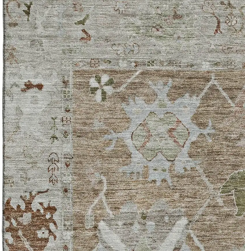 Brown And Gray Oriental Washable Area Rug With UV Protection Photo 4