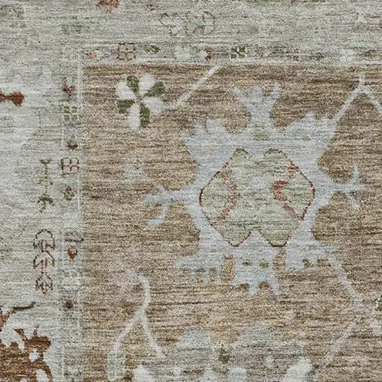 Brown And Gray Oriental Washable Area Rug With UV Protection Photo 3