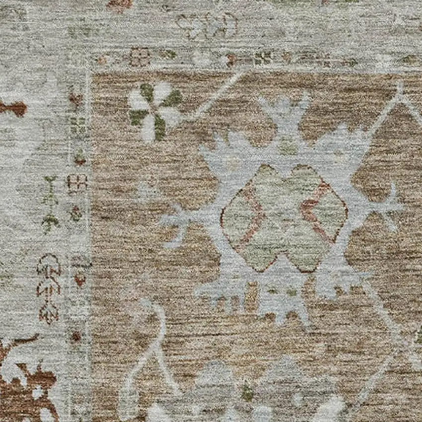 Brown And Gray Oriental Washable Area Rug With UV Protection Photo 3