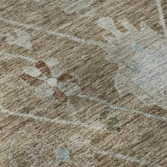 Brown And Gray Oriental Washable Area Rug With UV Protection Photo 8