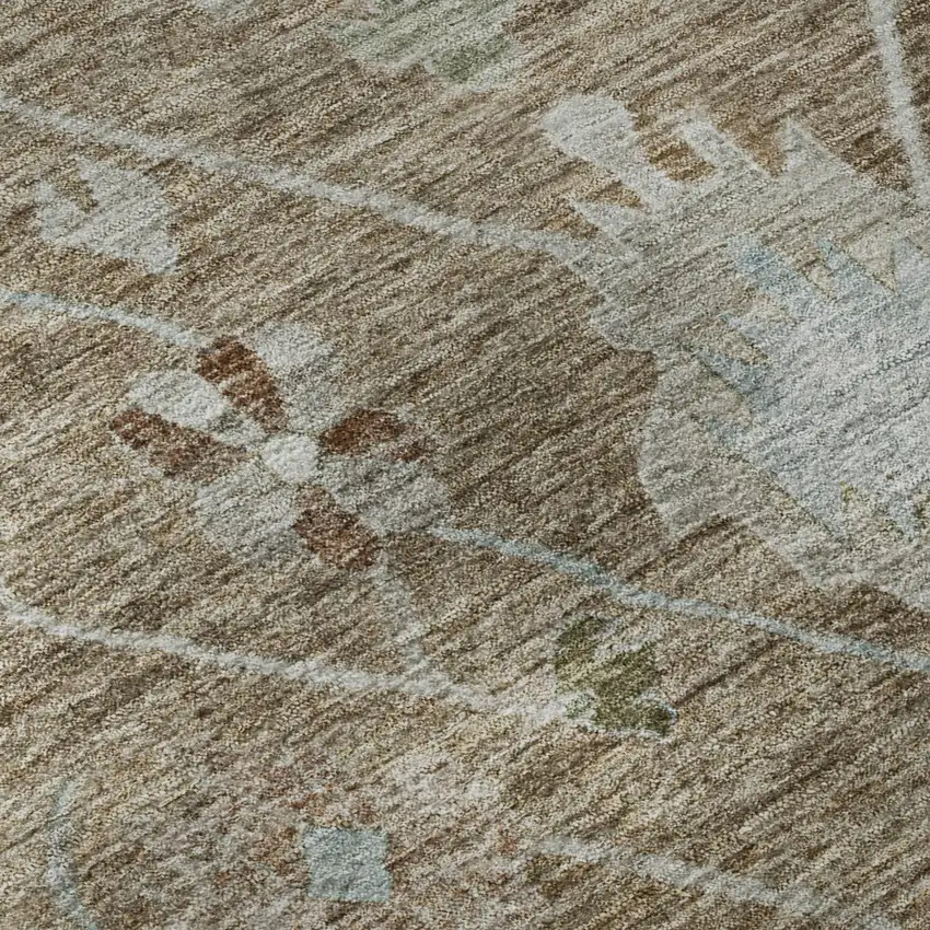 Brown And Gray Oriental Washable Area Rug With UV Protection Photo 8