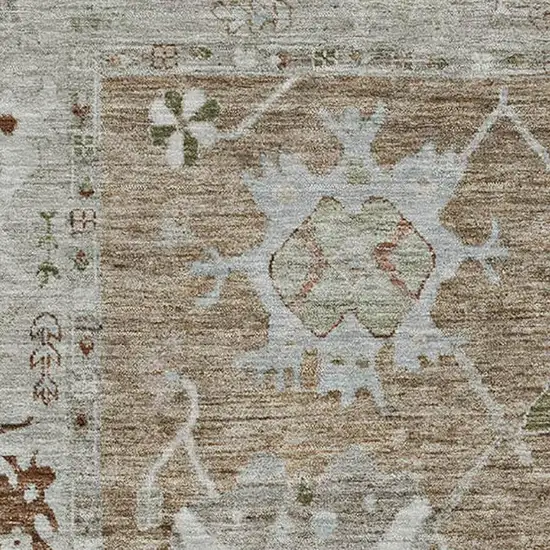 Brown And Gray Oriental Washable Area Rug With UV Protection Photo 3