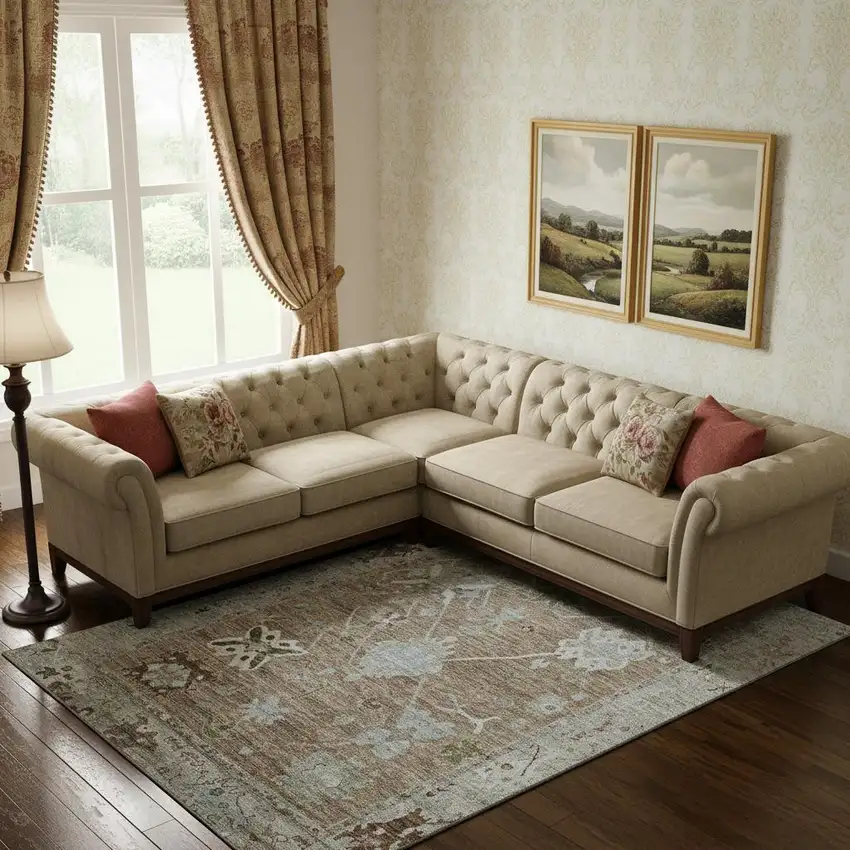 Brown And Gray Oriental Washable Area Rug With UV Protection Photo 2