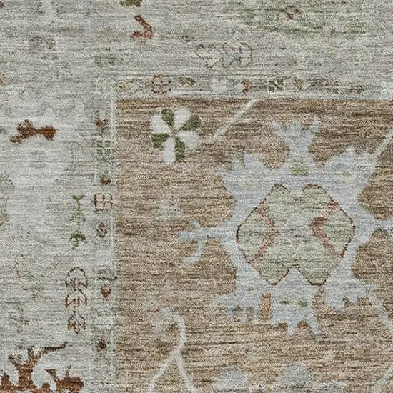 Brown And Gray Oriental Washable Area Rug With UV Protection Photo 3