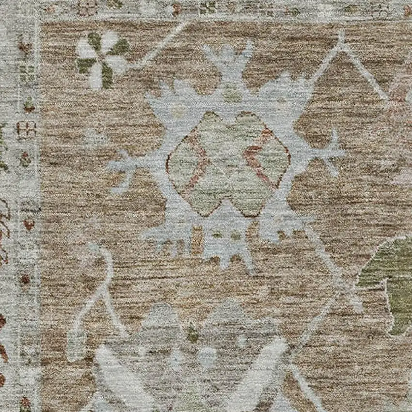 Brown And Gray Oriental Washable Area Rug With UV Protection Photo 3