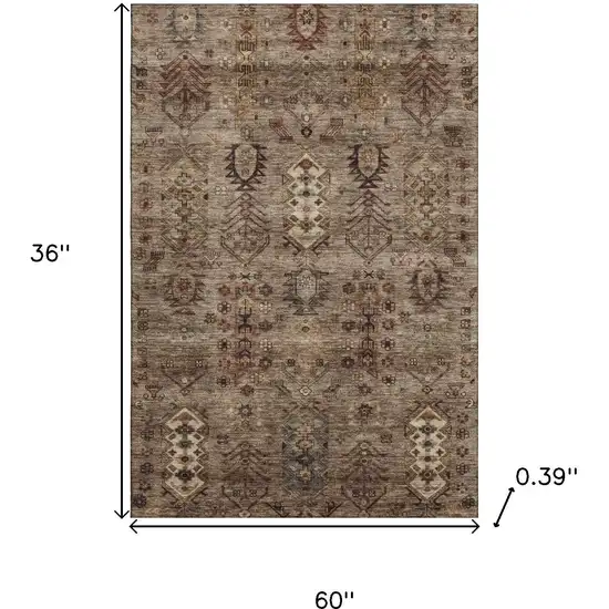 Brown And Gray Southwestern Washable Area Rug With UV Protection Photo 9