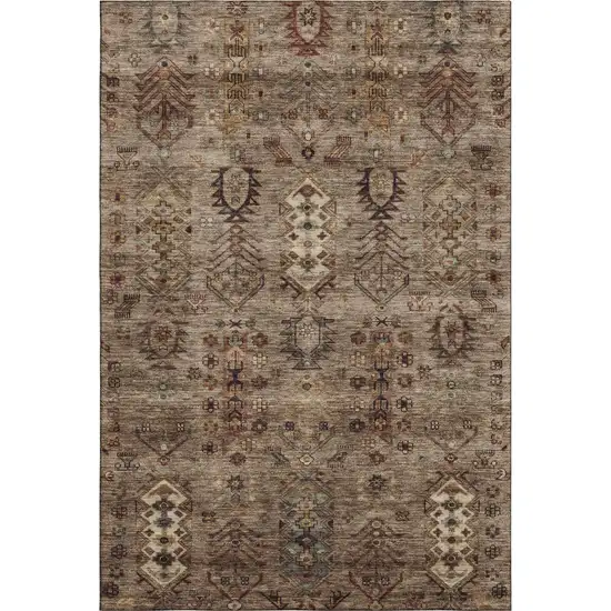 Brown And Gray Southwestern Washable Area Rug With UV Protection Photo 1