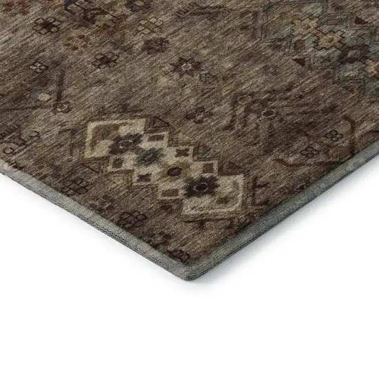 Brown And Gray Southwestern Washable Area Rug With UV Protection Photo 7