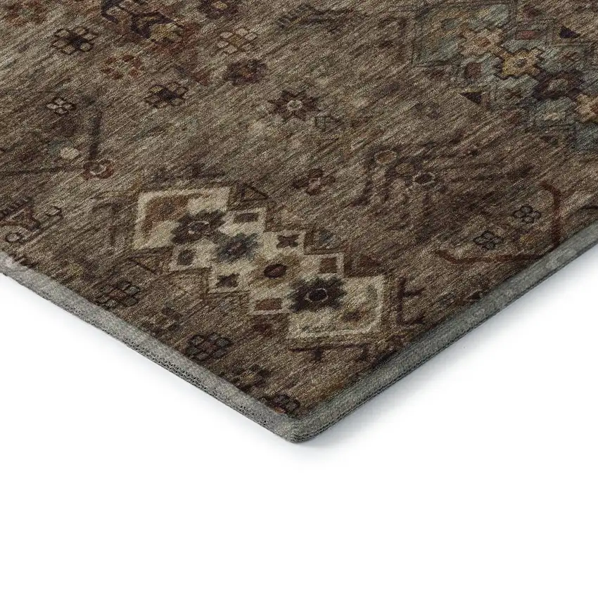 Brown And Gray Southwestern Washable Area Rug With UV Protection Photo 7