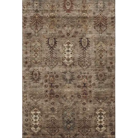 Brown And Gray Southwestern Washable Area Rug With UV Protection Photo 4