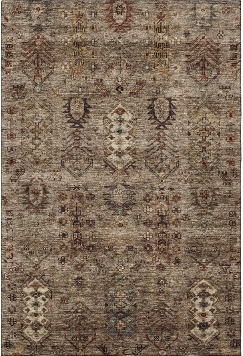 Brown And Gray Southwestern Washable Area Rug With UV Protection Photo 4
