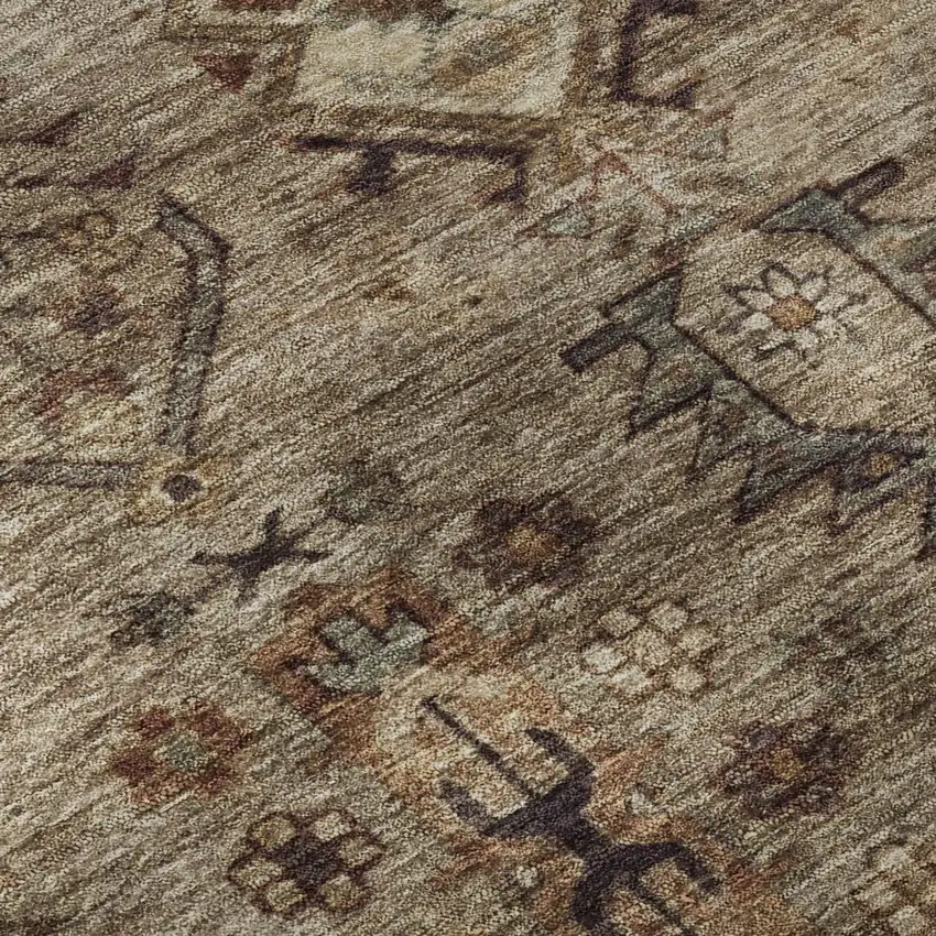 Brown And Gray Southwestern Washable Area Rug With UV Protection Photo 8