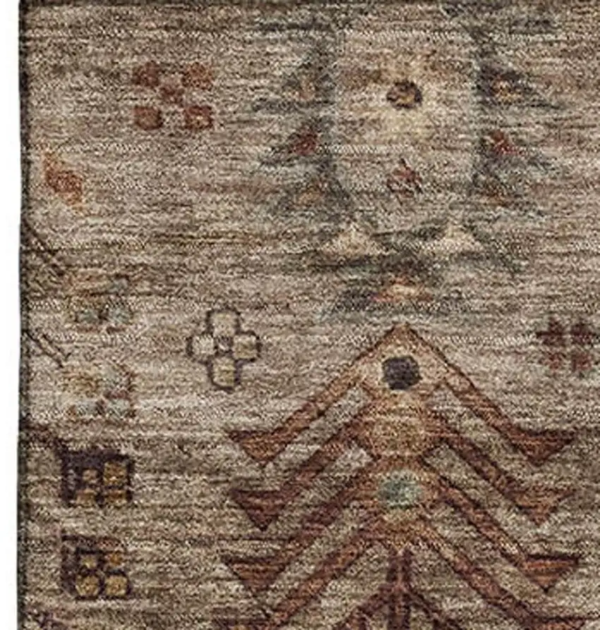 Brown And Gray Southwestern Washable Area Rug With UV Protection Photo 4