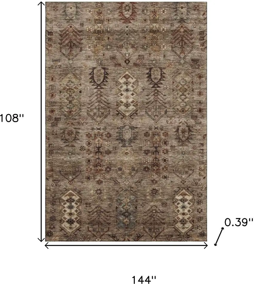 Brown And Gray Southwestern Washable Area Rug With UV Protection Photo 9