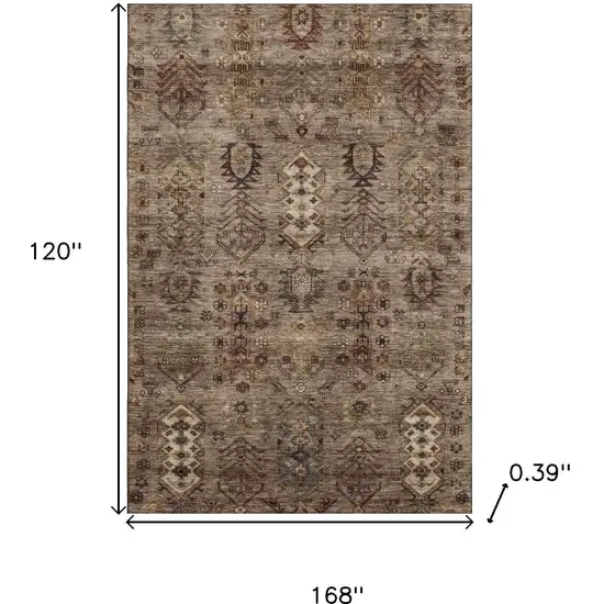 Brown And Gray Southwestern Washable Area Rug With UV Protection Photo 9