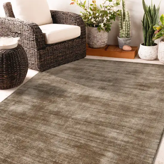 Brown And Gray Striped Hand Woven Area Rug Photo 4