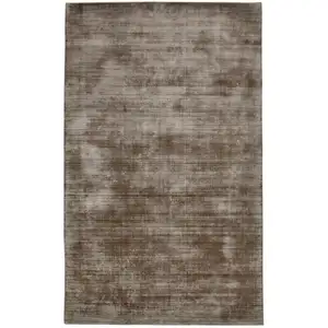 Photo of Brown And Gray Striped Hand Woven Area Rug