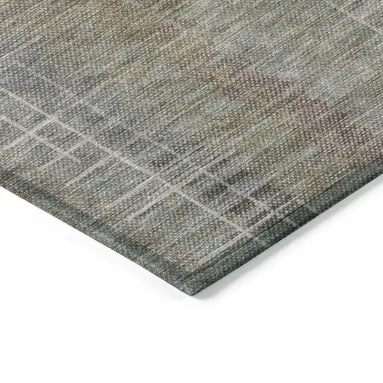 Brown And Gray Striped Washable Indoor Outdoor Area Rug Photo 5