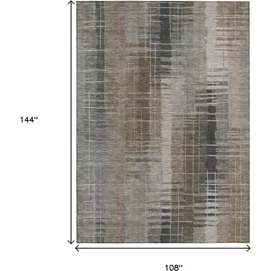 Brown And Gray Striped Washable Indoor Outdoor Area Rug Photo 3