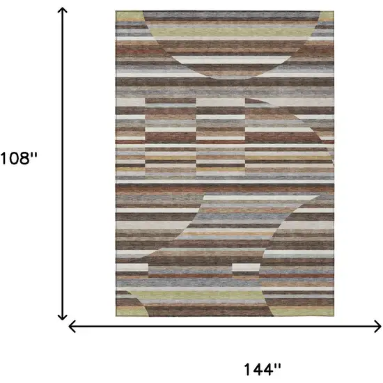 Brown And Gray Striped Washable Indoor Outdoor Area Rug Photo 6
